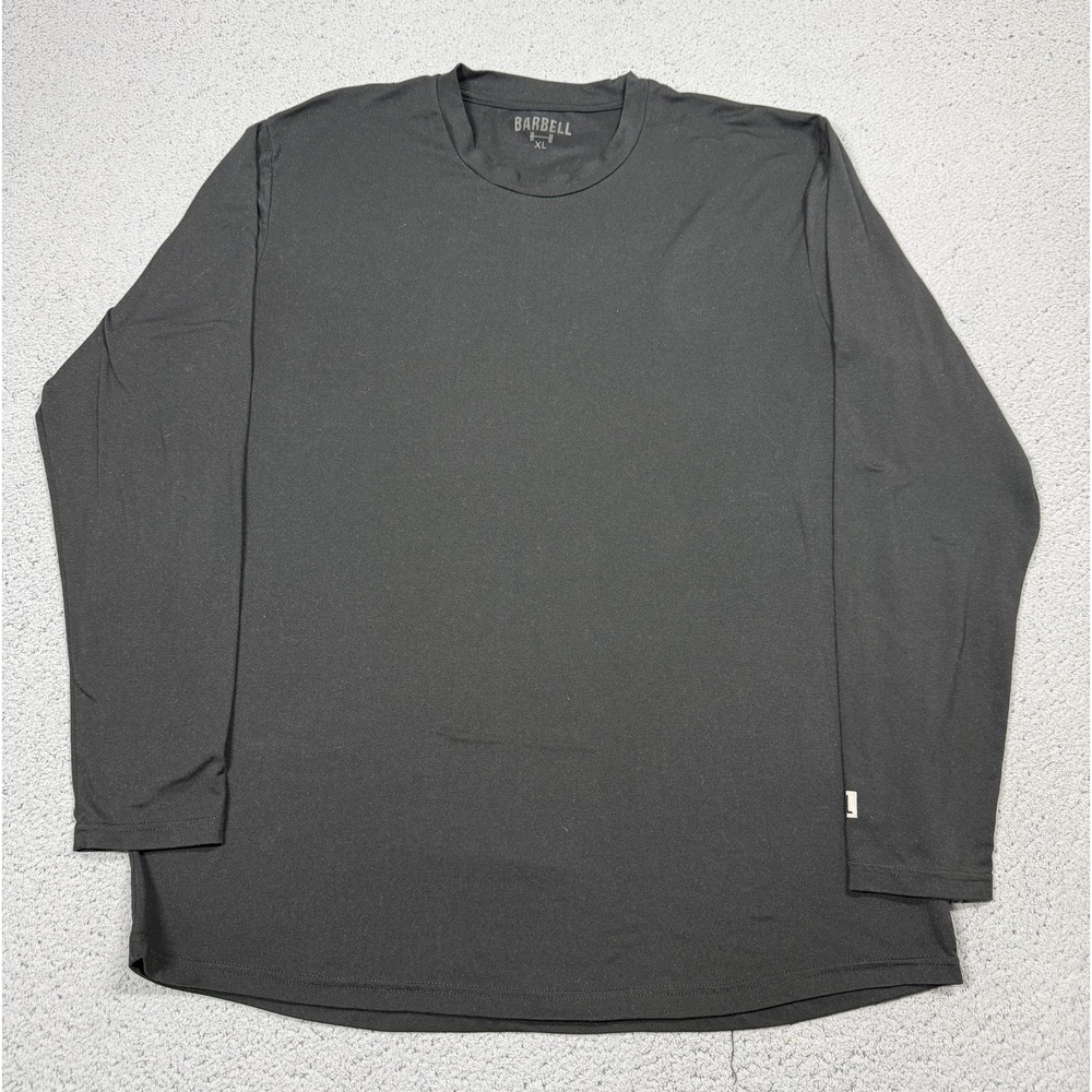 Barbell Shirt Mens XL Black Long Sleeve Crewneck Athletic Performance Top